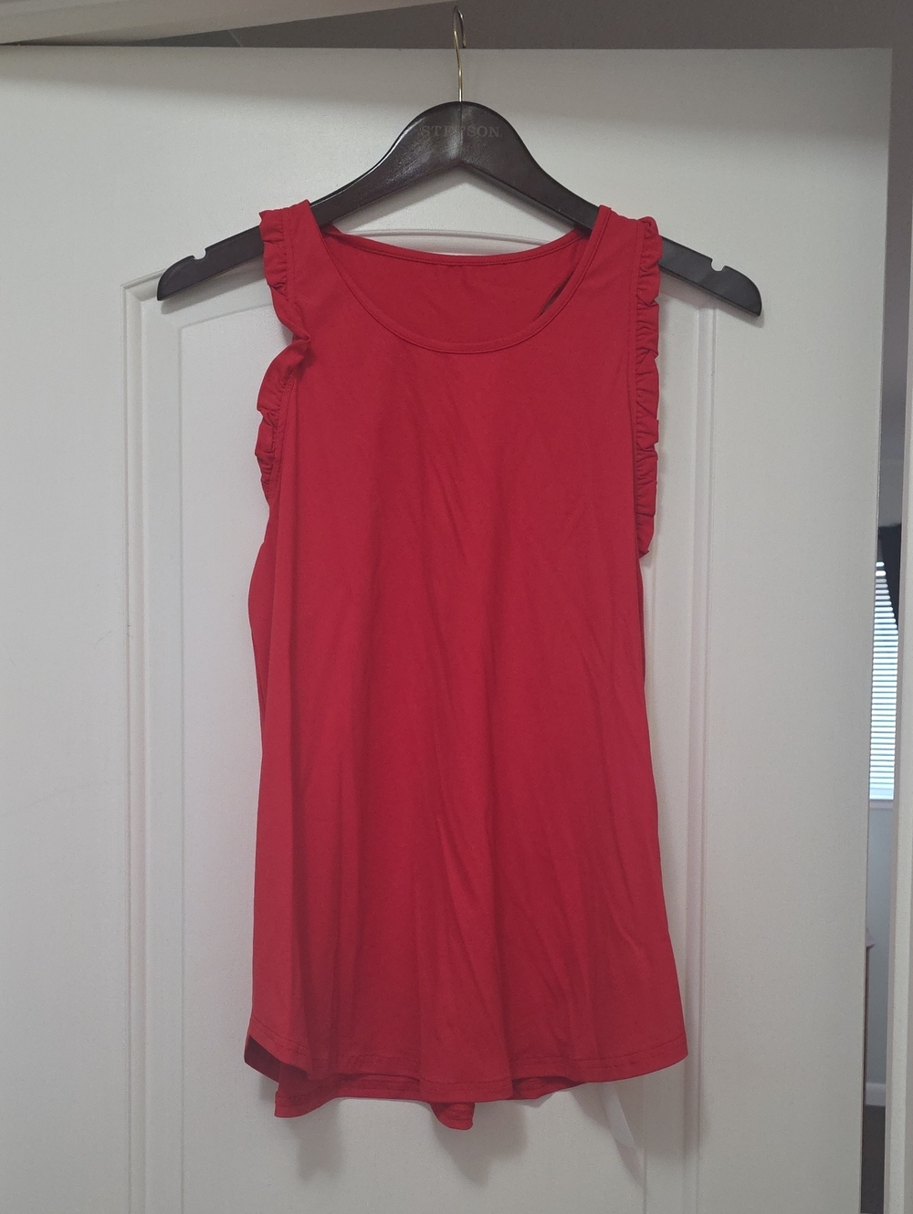 Women’s Red Ruffle-Trim Tank Top